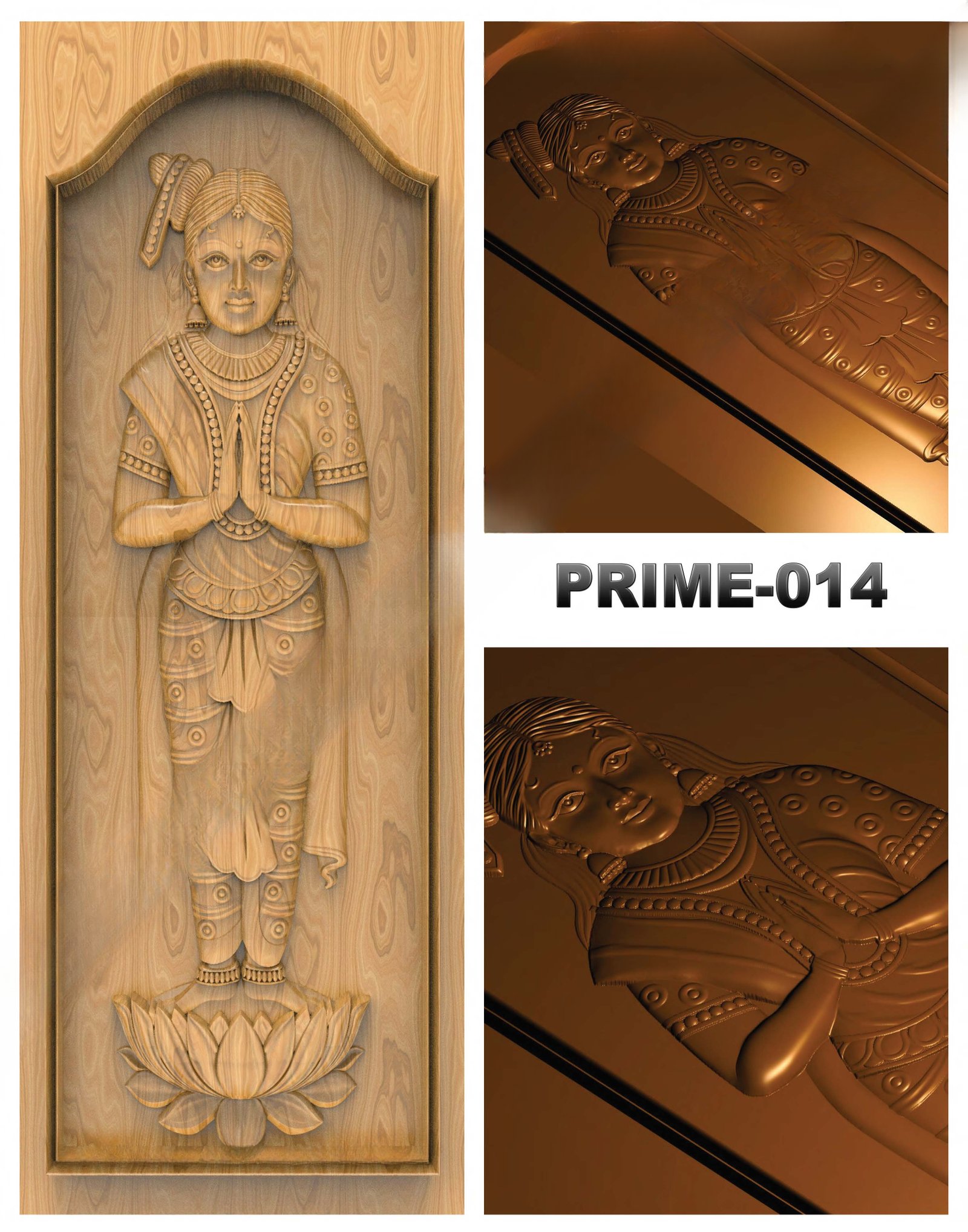 prime designs - PRIME-14 Traditional Indian Welcome Lady 3D Relief Door Carving